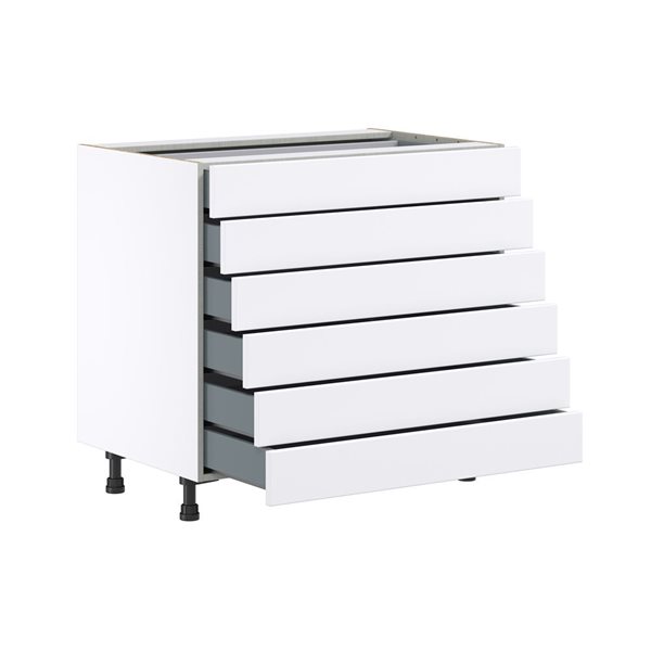 Hugo&Borg Lasalle 36 x 34.5 x 24.88-in Glacier White Drawer Base Semi-Custom Cabinet