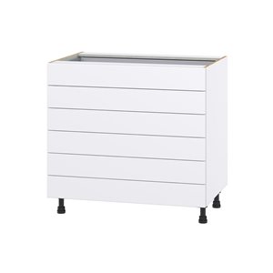 Hugo&Borg Lasalle 36 x 34.5 x 24.88-in Glacier White Drawer Base Semi-Custom Cabinet