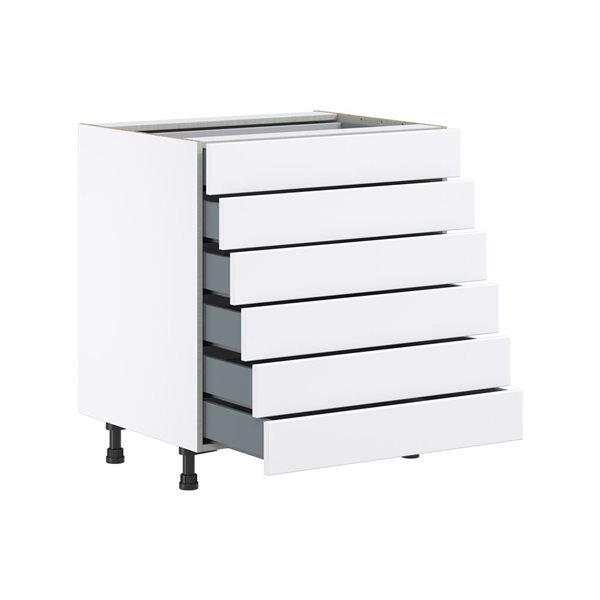 Hugo&Borg Lasalle 30 x 34.5 x 24.88-in Glacier White Drawer Base Semi-Custom Cabinet