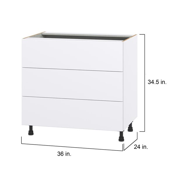 Hugo&Borg Lasalle 36 x 34.5 x 24.88-in Glacier White Drawer Base Semi-Custom Cabinet