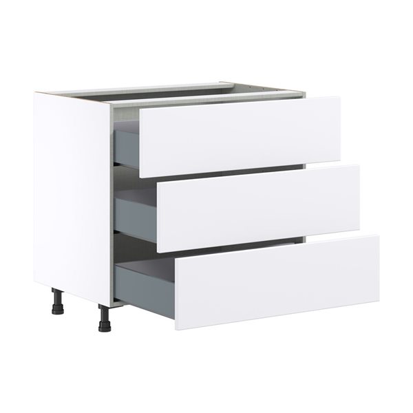 Hugo&Borg Lasalle 36 x 34.5 x 24.88-in Glacier White Drawer Base Semi-Custom Cabinet