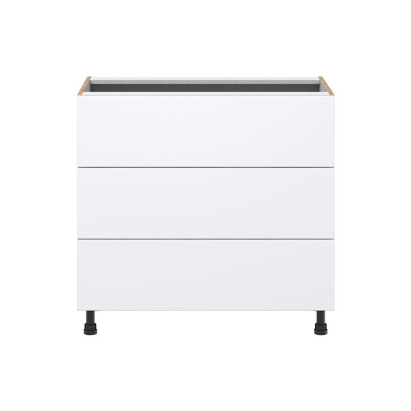 Hugo&Borg Lasalle 36 x 34.5 x 24.88-in Glacier White Drawer Base Semi-Custom Cabinet