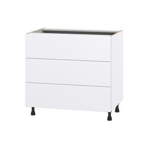 Hugo&Borg Lasalle 36 x 34.5 x 24.88-in Glacier White Drawer Base Semi-Custom Cabinet