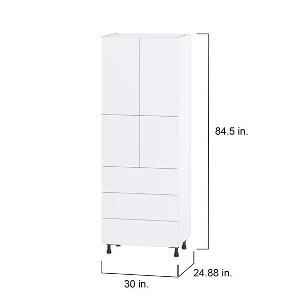 Hugo&Borg Lasalle 30 x 84.5 x 24.88-in Glacier White Door and Drawer Pantry Semi-Custom Cabinet