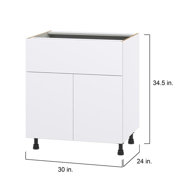 Hugo&Borg Lasalle 30 x 34.5 x 24.88-in Glacier White Door and Drawer Base Semi-Custom Cabinet