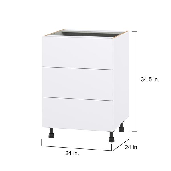 Hugo&Borg Lasalle 24 x 34.5 x 24.88-in Glacier White Drawer Base Semi-Custom Cabinet