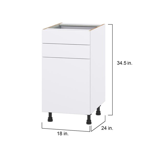 Hugo&Borg Lasalle 18 x 34.5 x 24.88-in Glacier White Door and Drawer Base Semi-Custom Cabinet