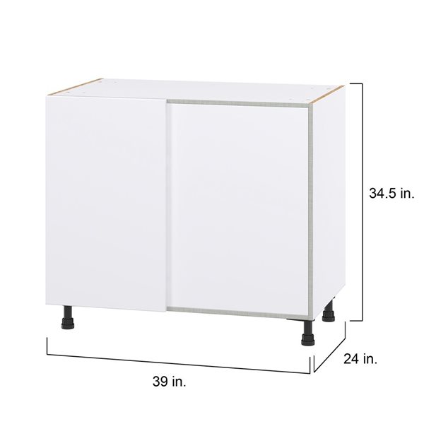 Hugo&Borg Lasalle 39 x 34.5 x 24.88-in Glacier White Blind Corner Base Semi-Custom Cabinet