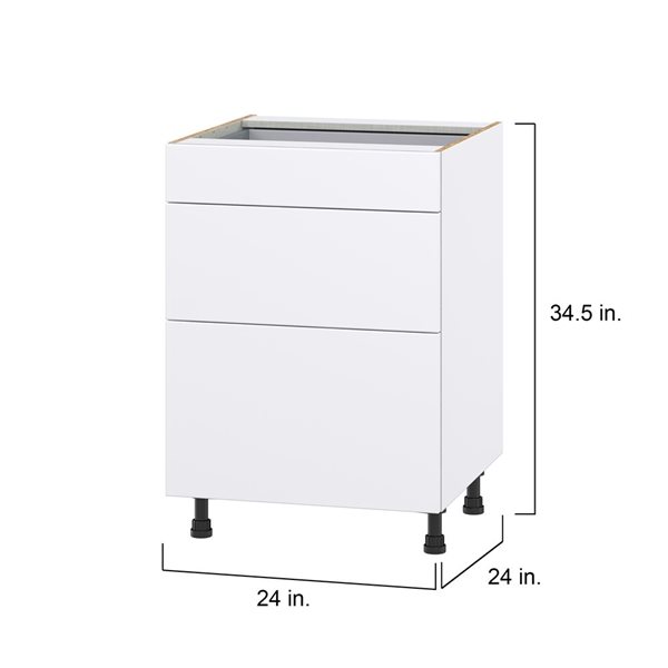 Hugo&Borg Lasalle 24 x 34.5 x 24.88-in Glacier White Drawer Base Semi-Custom Cabinet