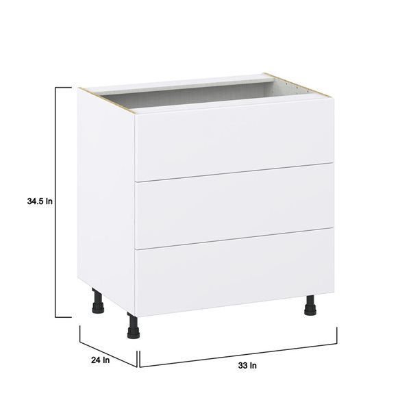 Hugo&Borg Lasalle 33 x 34.5 x 24.88-in Glacier White Drawer Base Semi-Custom Cabinet