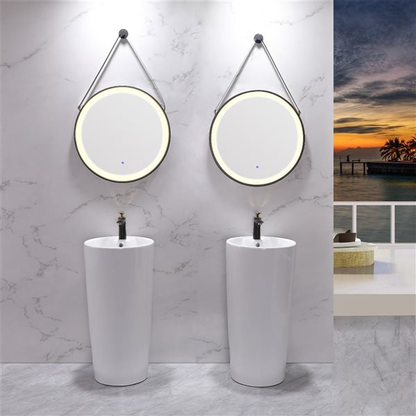 GEF Peyton 33.07-in H White Vitreous China Pedestal Sink Combo