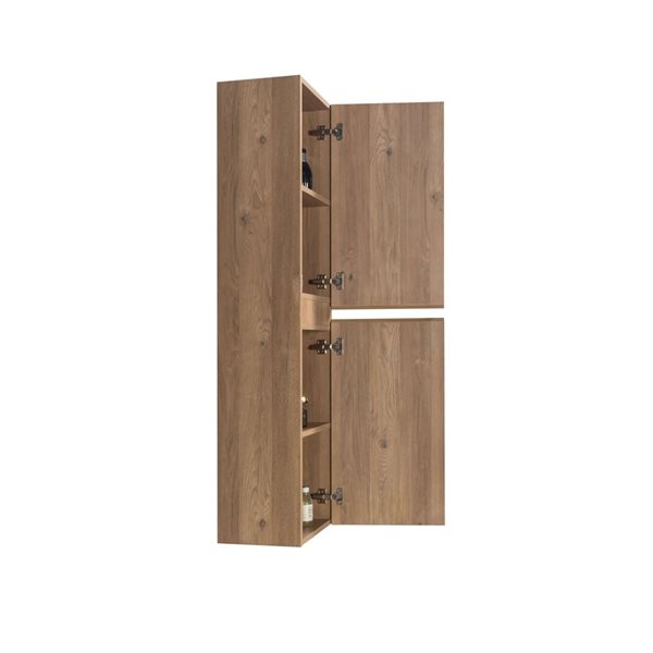 Armoire à linge murale en MDF au fini chêne brut Almere de GEF 15,75 po l. x 59,06 po h. x 11,81 po p.