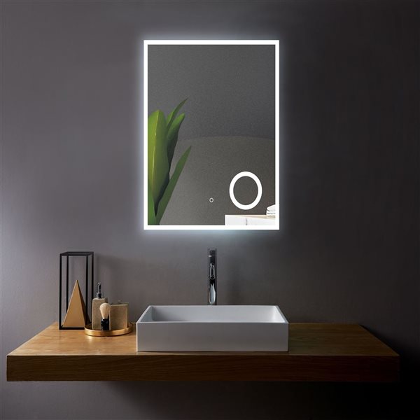 Sera Lily 30x 35-in LED Fog Free White Rectangular Bathroom Mirror