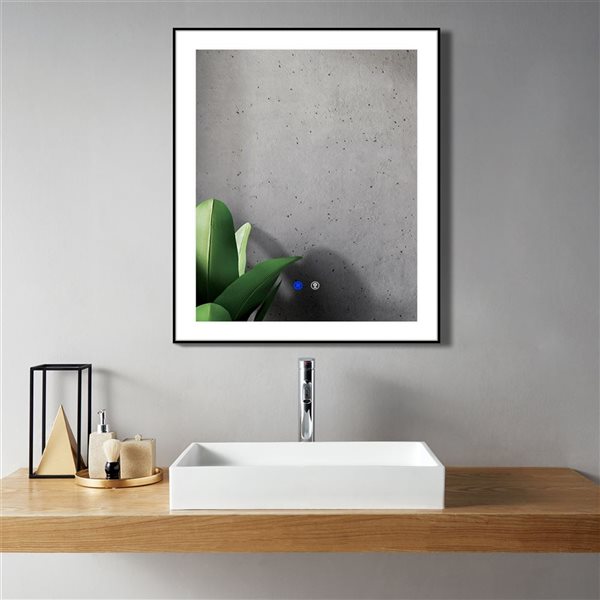 Sera Mary 30 x 35-in LED Fog Free Black Rectangular Bathroom Mirror