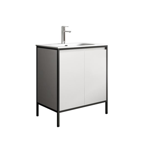 Meuble-lavabo simple blanc de 29,92 po Avery de GEF avec comptoir en céramique blanche