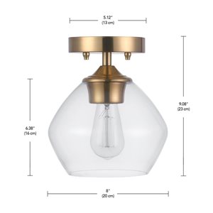 Plafonnier quasi affleurant Globe Electrique 1 ampoule abat-jour en verre transparent