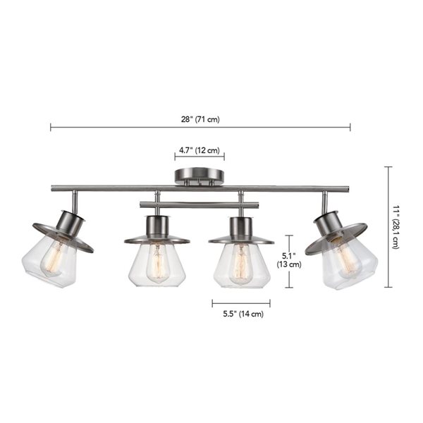 Globe Electric Lighting Kit  4-Light Brushed Nickel Track with Clear Glass Shades