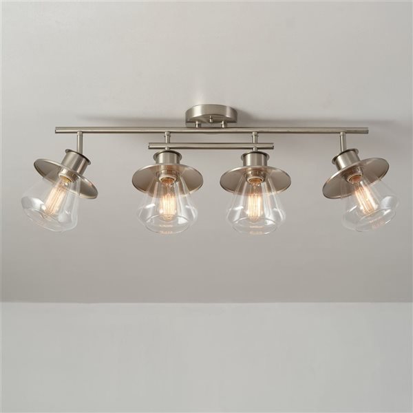 Globe Electric Lighting Kit  4-Light Brushed Nickel Track with Clear Glass Shades