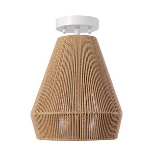 Globe Electric Flush Mount Ceiling Light 1Bulb Matte White with Twine Shade