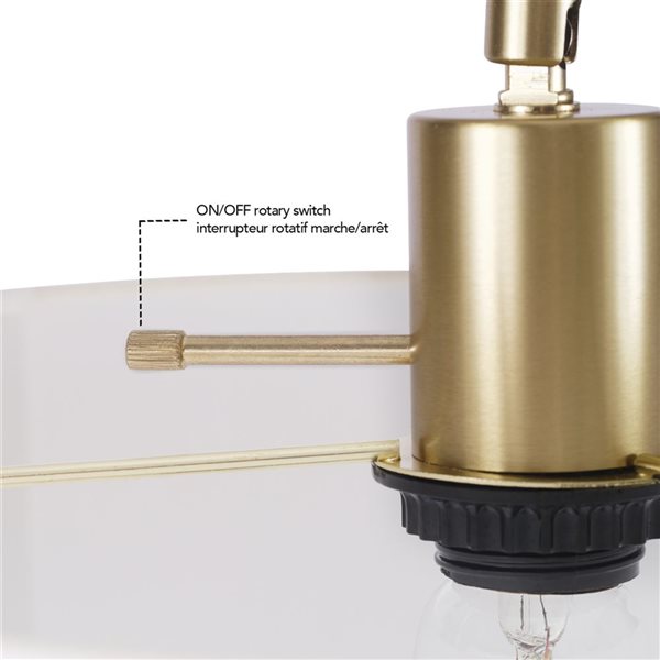 Globe Electric Brass Floor Lamp with White Linen Shade - On/Off Rotary ...