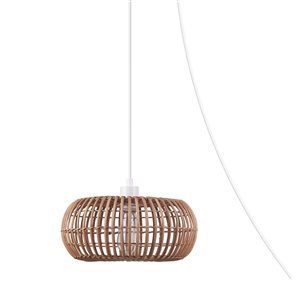 Globe Electric Pendant Lighting 1 Bulb Plug-In or Hardwire Rattan Shade