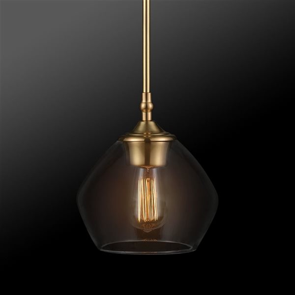 Globe Electric Pendant Lighting 1 Bulb Matte Brass with Clear Glass Shade