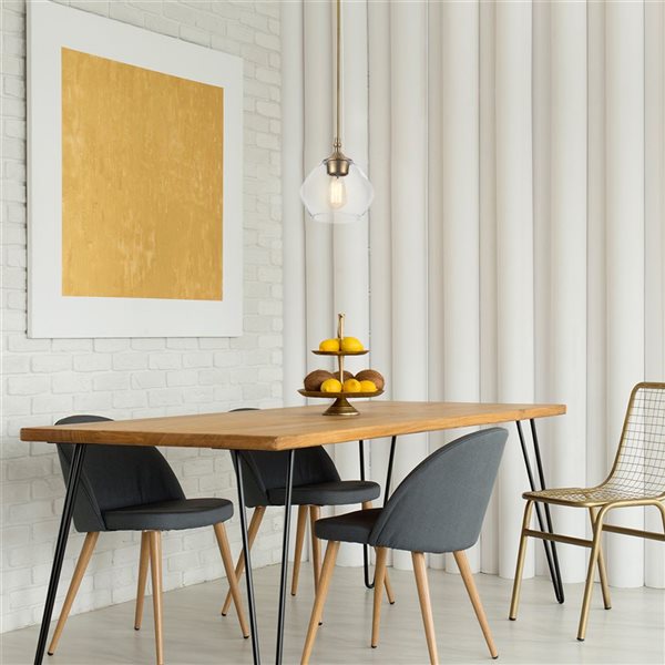 Globe Electric Pendant Lighting 1 Bulb Matte Brass with Clear Glass Shade