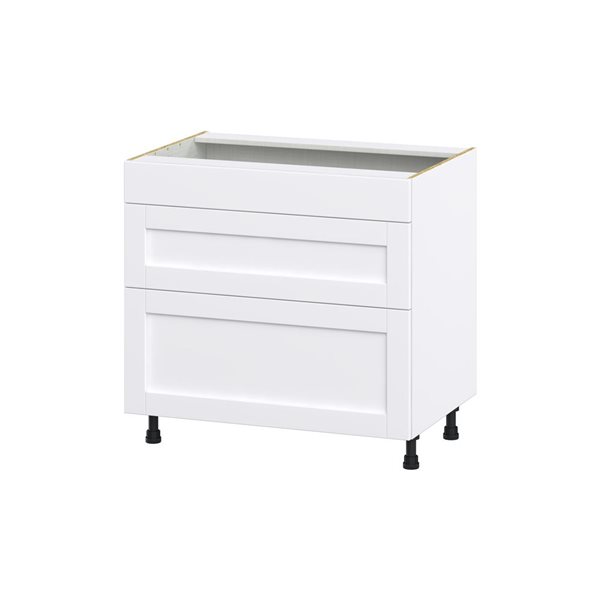 Hugo&Borg Rosemont 36 x 34.5 x 24.88 Glacier White Drawer Base Semi-Custom Cabinet