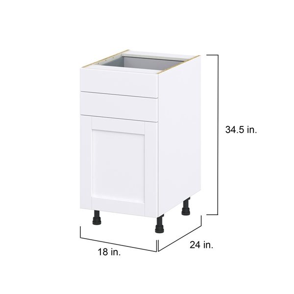 Hugo&Borg Rosemont 18 x 34.5 x 24.88 Glacier White Door And Drawer Base Semi-Custom Cabinet