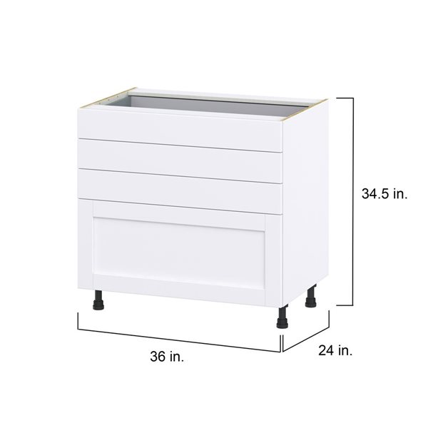 Hugo&Borg Rosemont 36 x 34.5 x 24.88 Glacier White Drawer Base Semi-Custom Cabinet