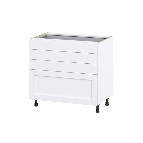 Hugo&Borg Rosemont 36 x 34.5 x 24.88 Glacier White Drawer Base Semi-Custom Cabinet