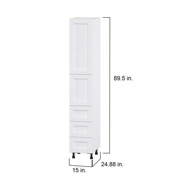 Hugo&Borg Rosemont 15 x 89.5 x 24.88 Glacier White Door And Drawer Pantry Semi-Custom Cabinet