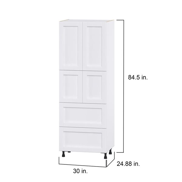 Hugo&Borg Rosemont 30 x 84.5 x 24.88 Glacier White Door And Drawer Pantry Semi-Custom Cabinet