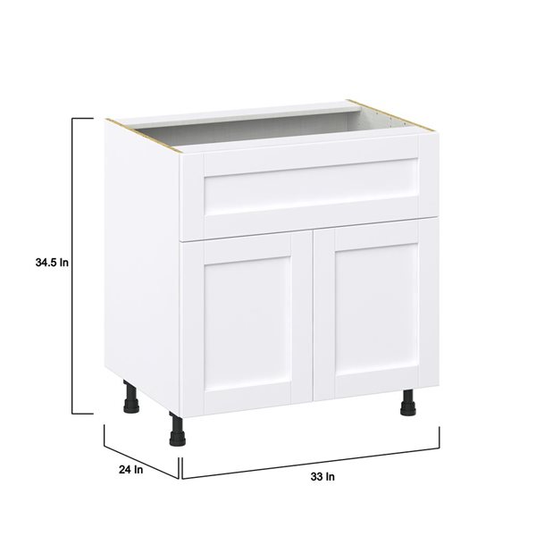 Hugo&Borg Rosemont 33 x 34.5 x 24.88 Glacier White Door And Drawer Base Semi-Custom Cabinet