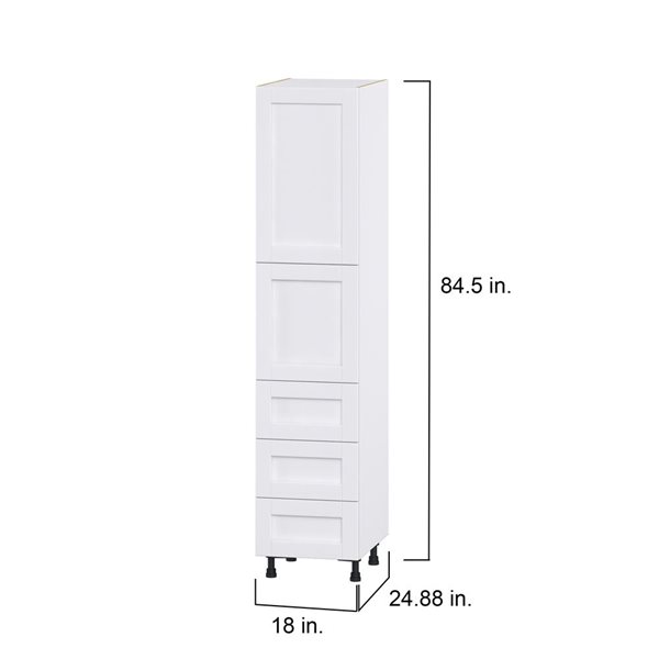 Hugo&Borg Rosemont 18 x 84.5 x 24.88 Glacier White Door And Drawer Pantry Semi-Custom Cabinet