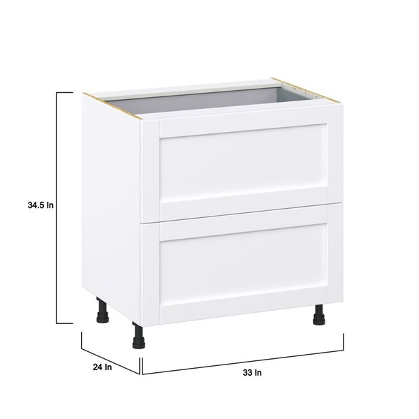 Hugo&Borg Rosemont 33 x 34.5 x 24.88 Glacier White Drawer Base Semi-Custom Cabinet