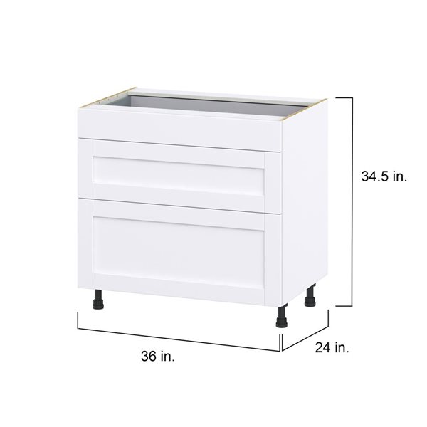 Hugo&Borg Rosemont 36 x 34.5 x 24.88 Glacier White Drawer Base Semi-Custom Cabinet