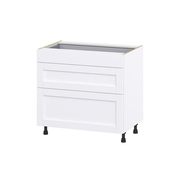 Hugo&Borg Rosemont 36 x 34.5 x 24.88 Glacier White Drawer Base Semi-Custom Cabinet