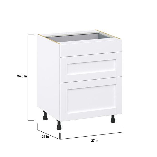 Hugo&Borg Rosemont 27 x 34.5 x 24.88 Glacier White Drawer Base Semi-Custom Cabinet