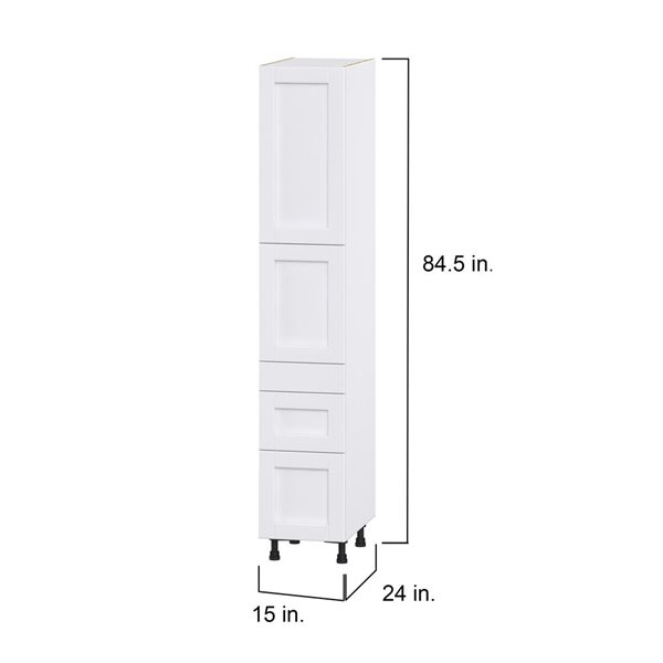 Hugo&Borg Rosemont 15 x 84.5 x 24.88 Glacier White Door And Drawer Pantry Semi-Custom Cabinet