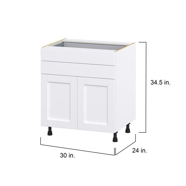 Hugo&Borg Rosemont 30 x 34.5 x 24.88 Glacier White Door And Drawer Base Semi-Custom Cabinet