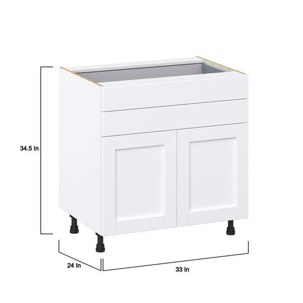 Hugo&Borg Rosemont 33 x 34.5 x 24.88 Glacier White Door And Drawer Base Semi-Custom Cabinet