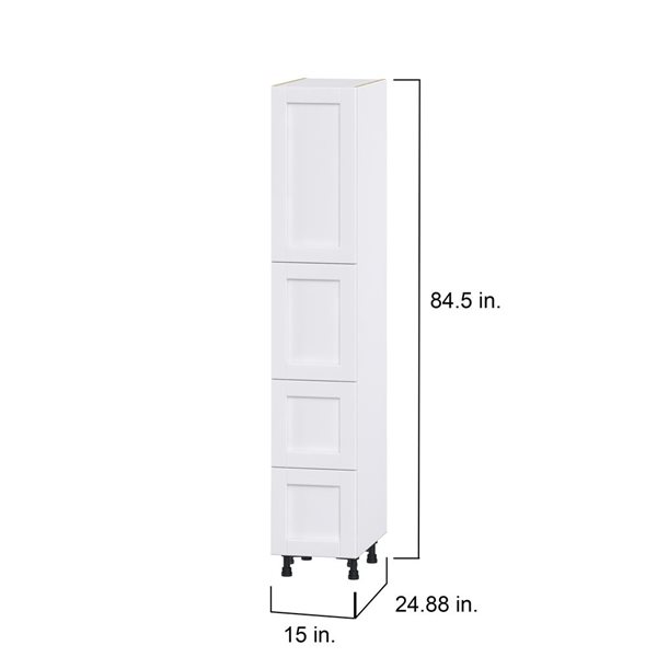 Hugo&Borg Rosemont 15 x 84.5 x 24.88 Glacier White Door And Drawer Pantry Semi-Custom Cabinet