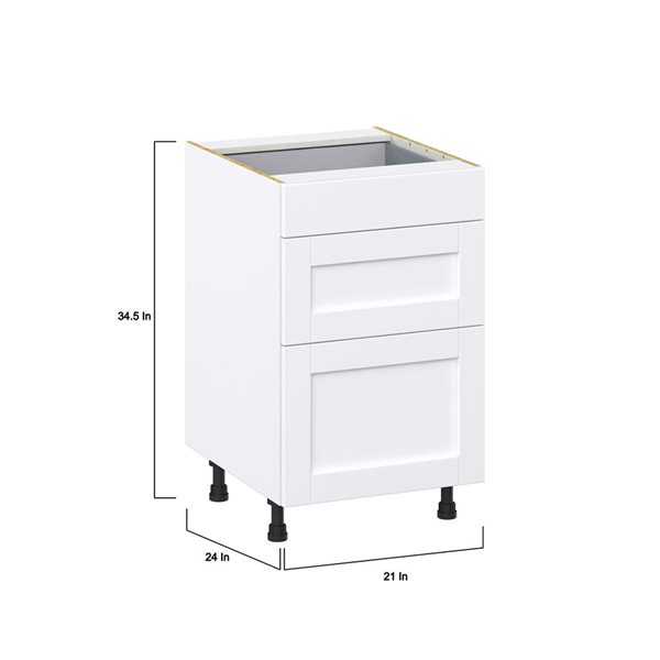 Hugo&Borg Rosemont 21 x 34.5 x 24.88 Glacier White Drawer Base Semi-Custom Cabinet