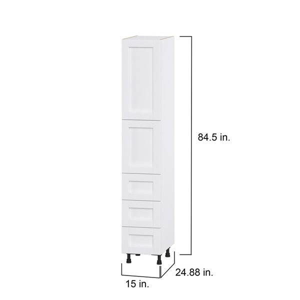 Hugo&Borg Rosemont 15 x 84.5 x 24.88 Glacier White Door And Drawer Pantry Semi-Custom Cabinet