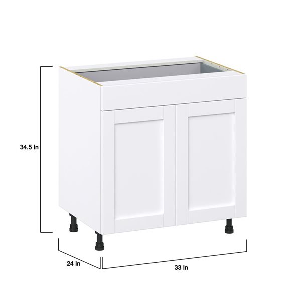 Hugo&Borg Rosemont 33 x 34.5 x 24.88 Glacier White Door And Drawer Base Semi-Custom Cabinet