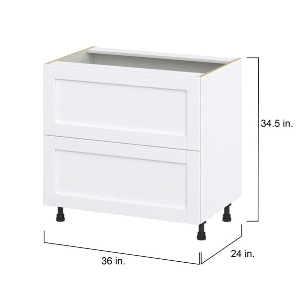 Hugo&Borg Rosemont 36 x 34.5 x 24.88 Glacier White Drawer Base Semi-Custom Cabinet