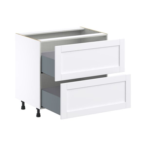 Hugo&Borg Rosemont 36 x 34.5 x 24.88 Glacier White Drawer Base Semi-Custom Cabinet