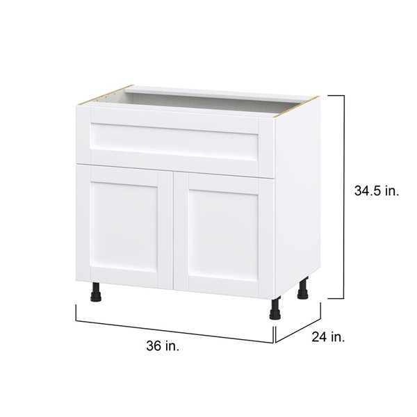 Hugo&Borg Rosemont 36 x 34.5 x 24.88 Glacier White Door And Drawer Base Semi-Custom Cabinet