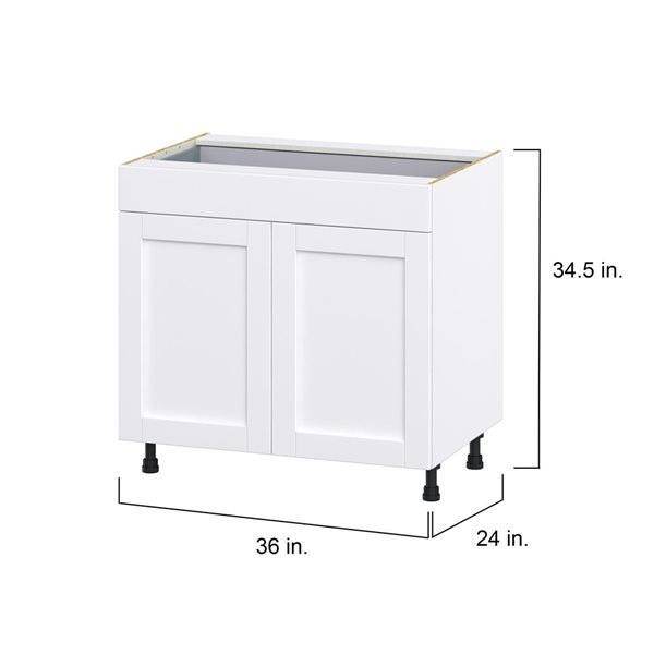 Hugo&Borg Rosemont 36 x 34.5 x 24.88 Glacier White Door And Drawer Base Semi-Custom Cabinet